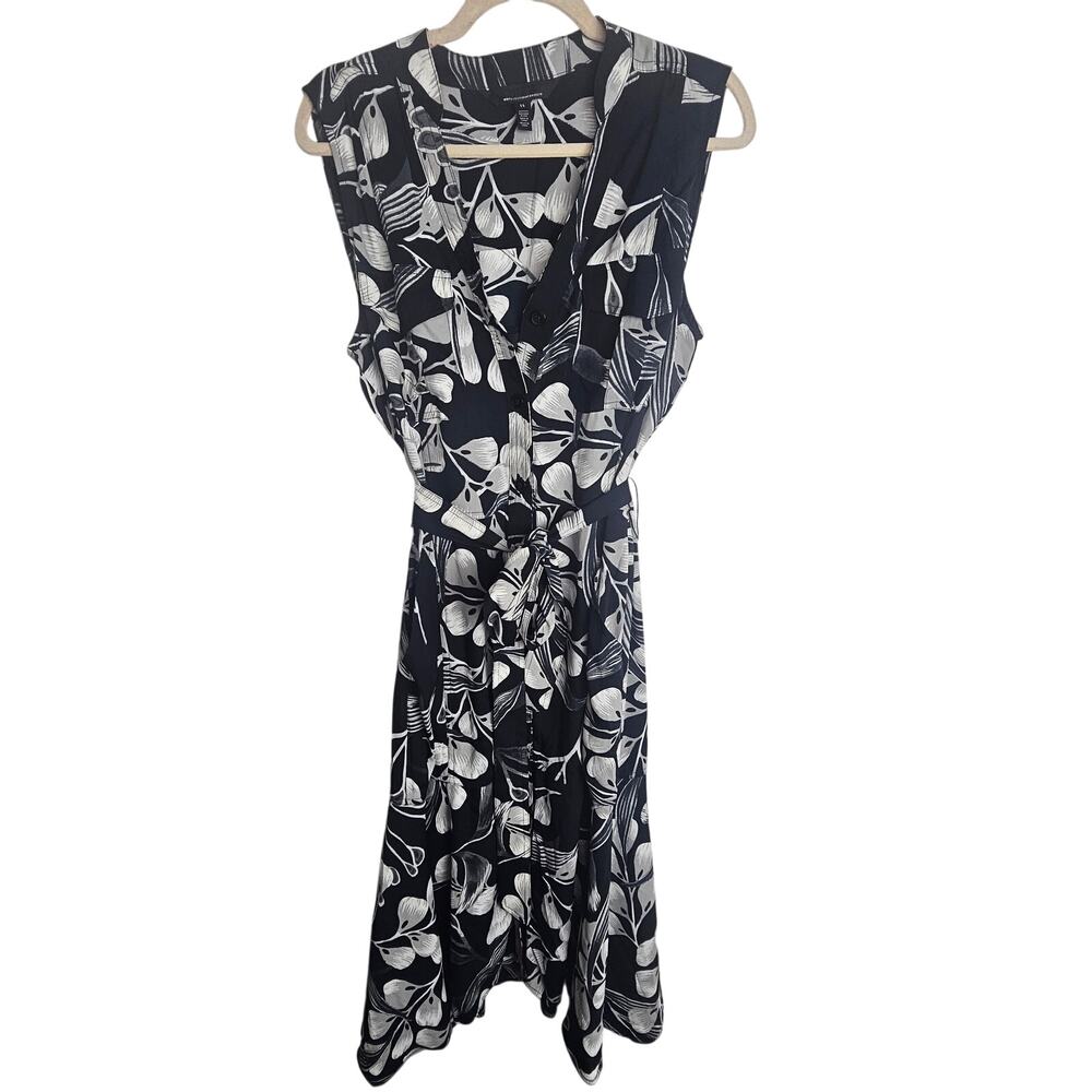 White House Black Market Womens Floral Utility Shirt Dress Size 14 Midi Wedding